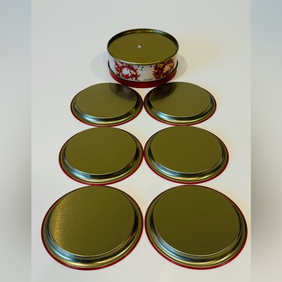 Vintage Coasters Christmas Holiday Home Decor Drinkware Barware Red Wreath Bows - Picture 10 of 16